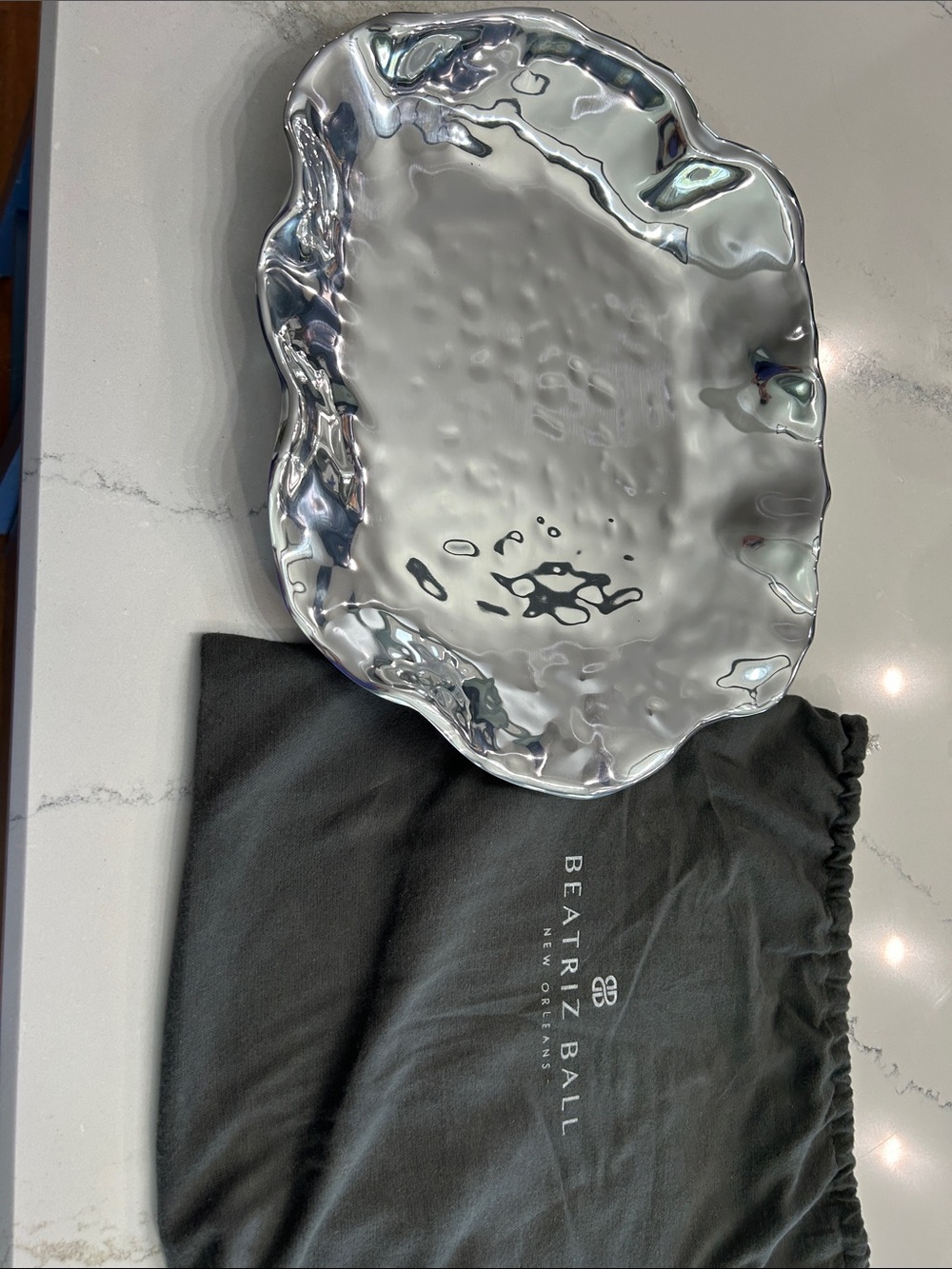 Beatriz Ball Silver Organic-Shaped Decorative Tray